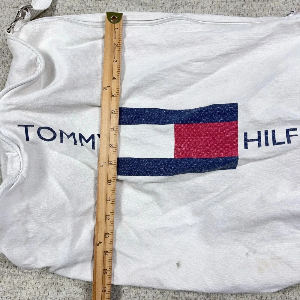 Vintage‎ Tommy Hilfiger Duffle Bag Spell Out Logo Dubble Sided Gym Travel Canvas